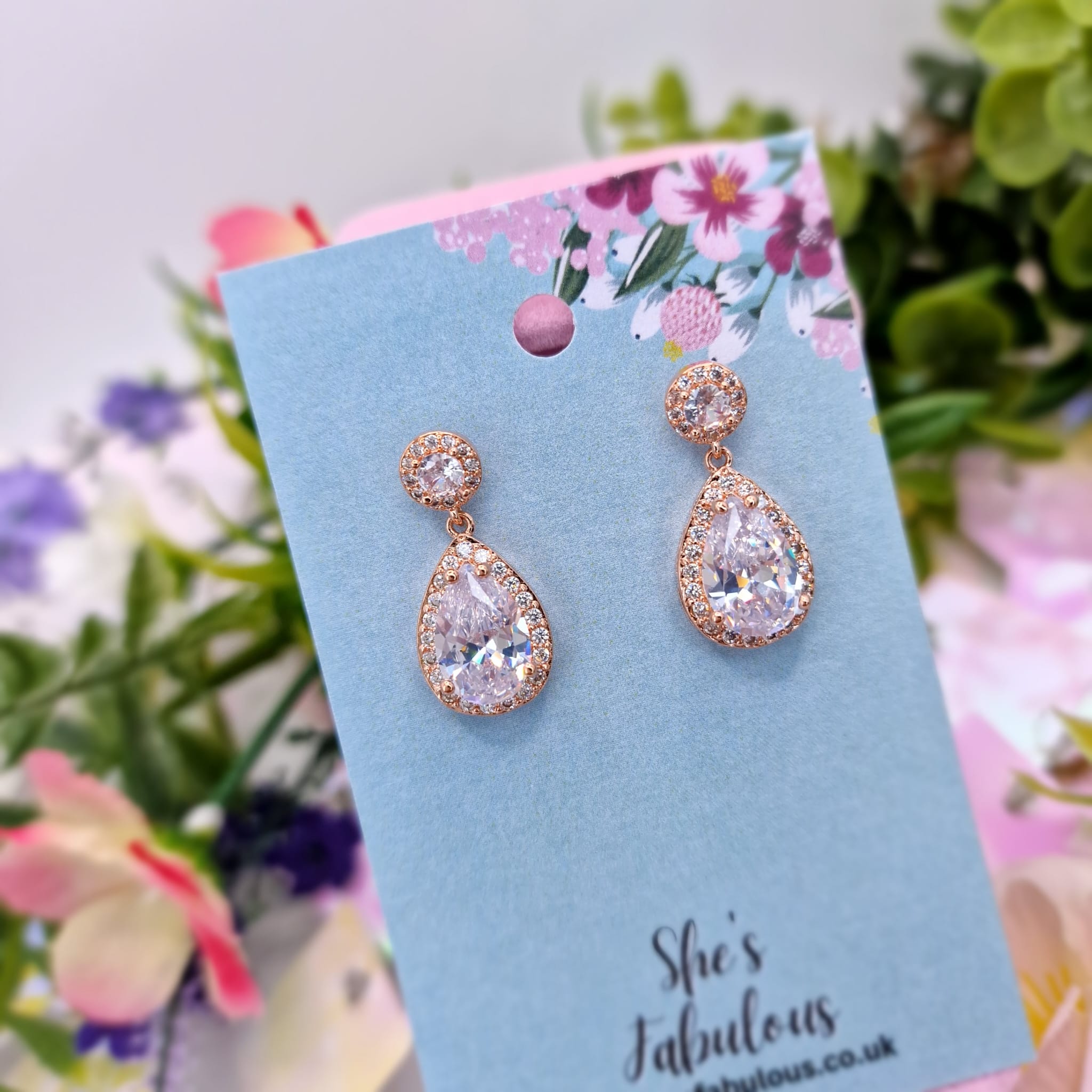 Rose Gold And Crystal Earring