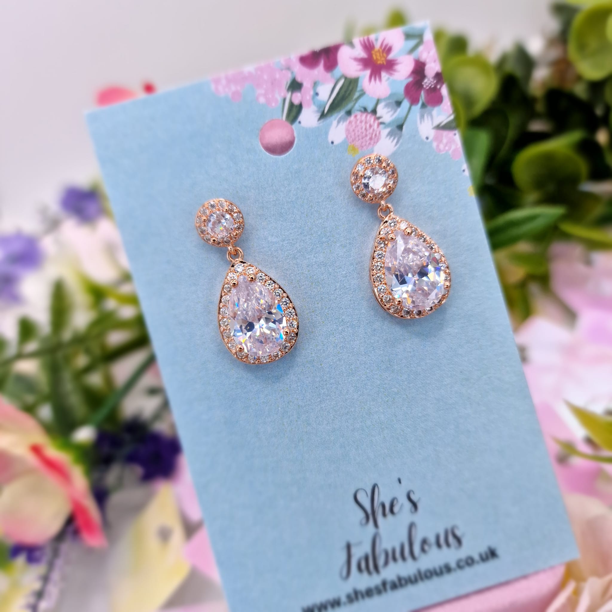Emma Rose Gold And Crystal Earring