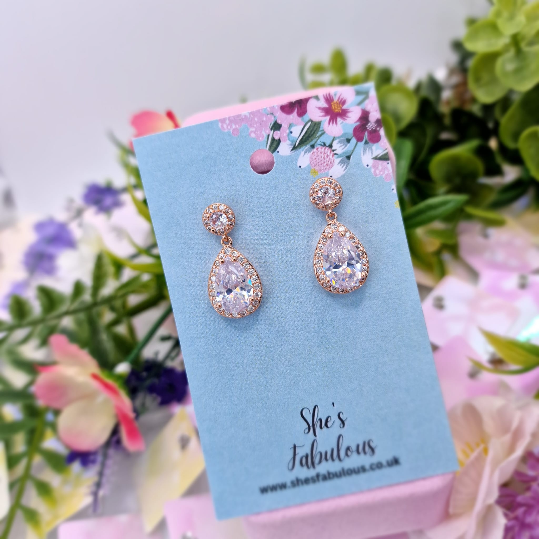 Emma Rose Gold And Crystal Earring