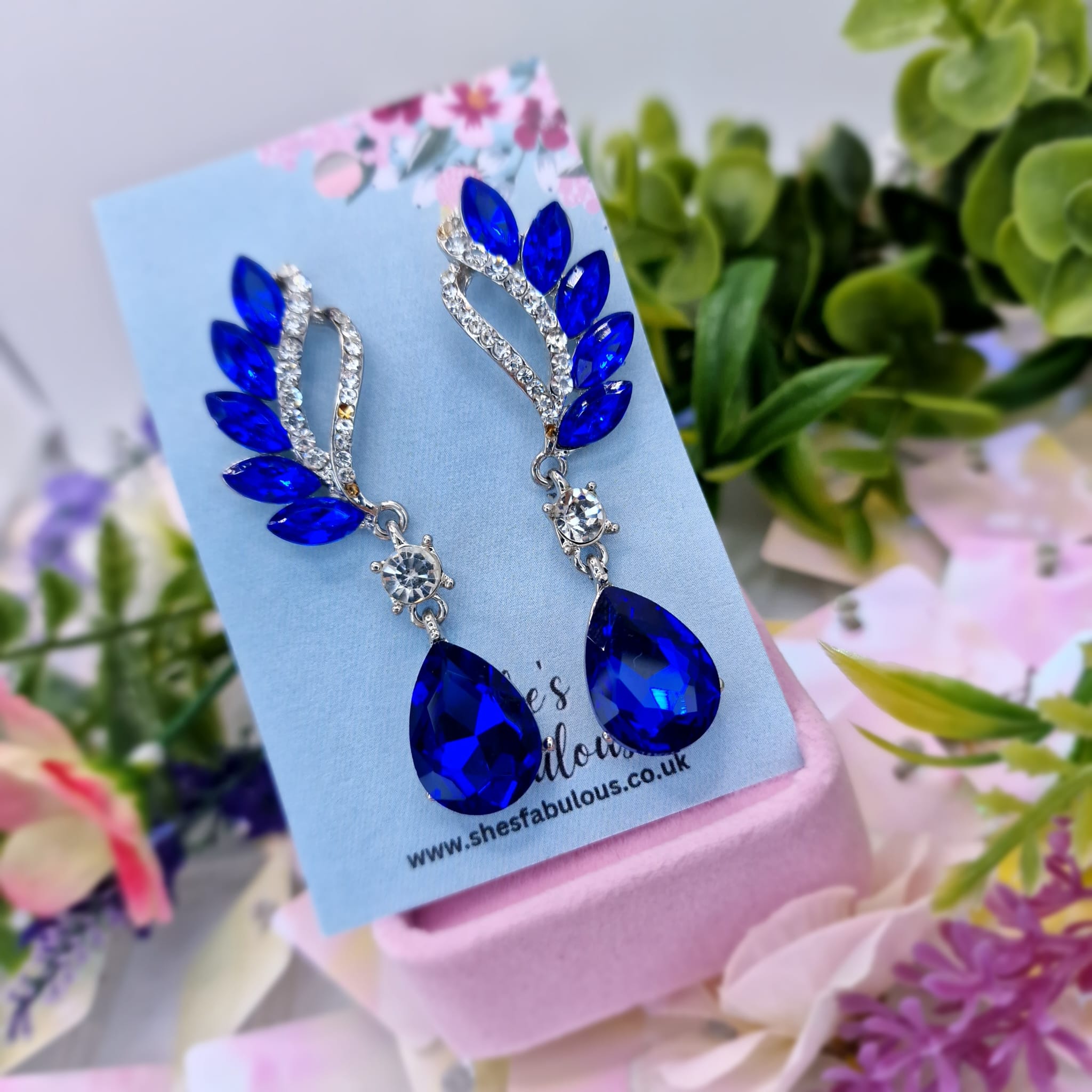 Esti Royal Blue Lagoon Diamante Earrings