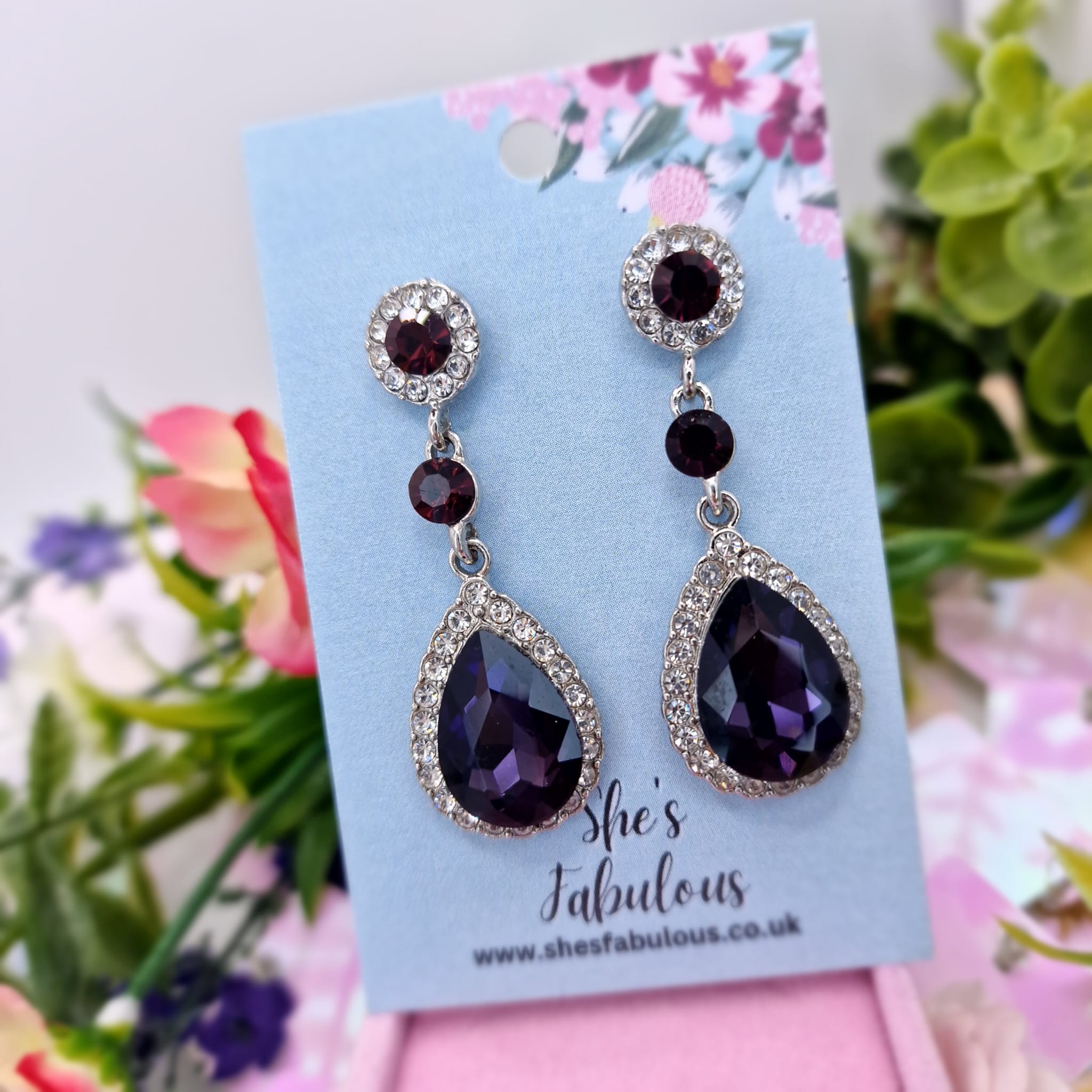 Deep purple fashion earrings