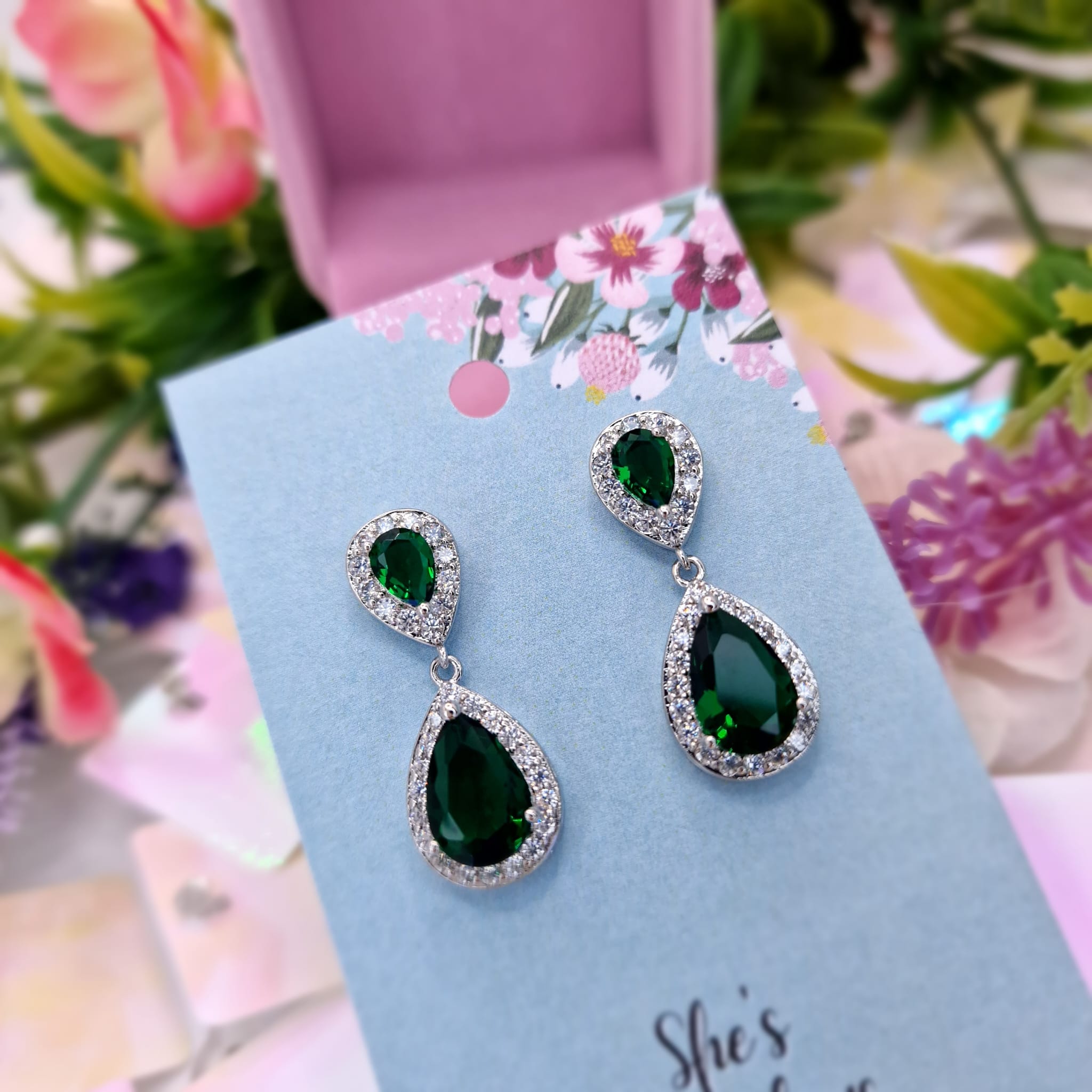 Eve Emerald And Diamond Drop Earrings