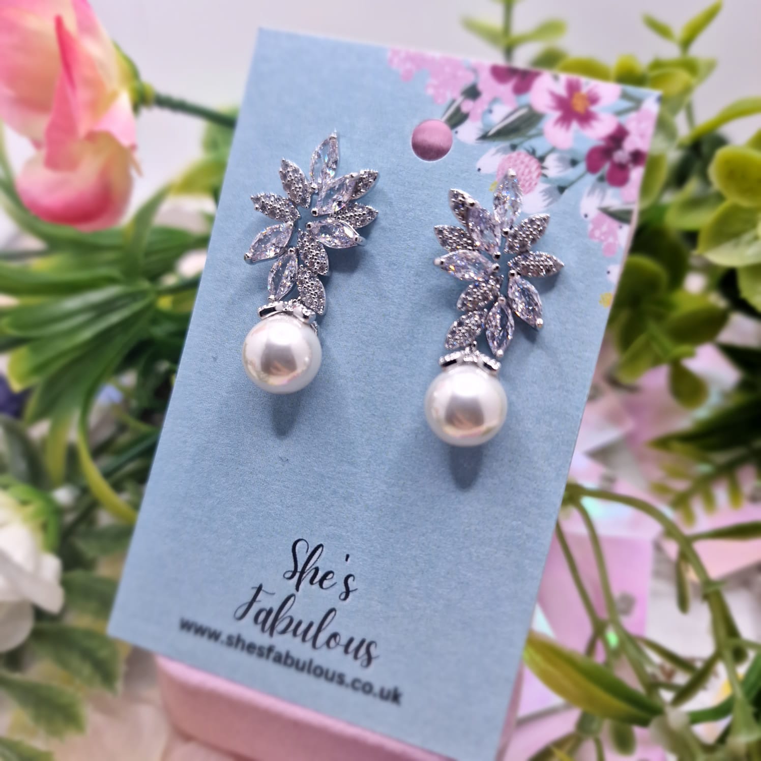 Emberly Crystal And Diamond Leaf Earrings