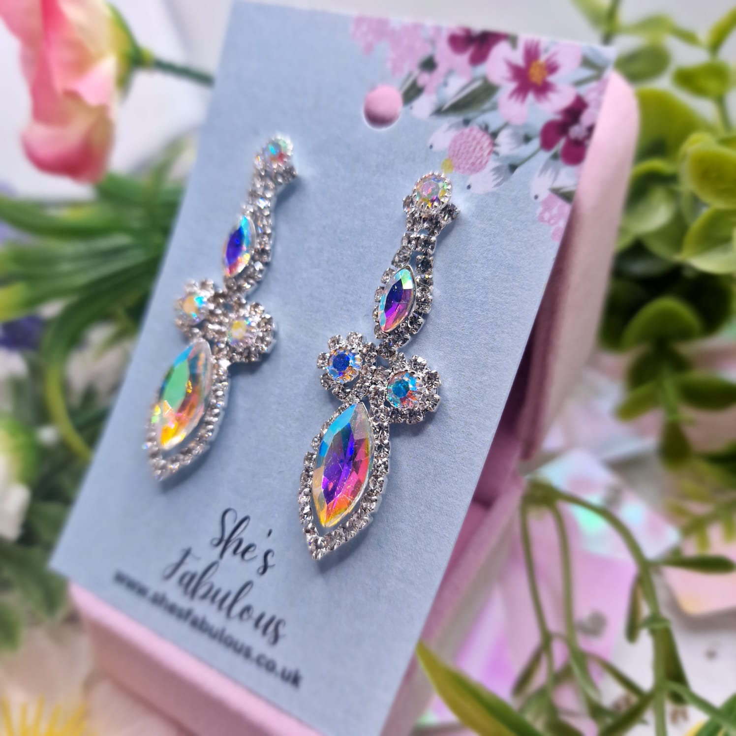 Ella Multi Colour Diamond Drop Earrings