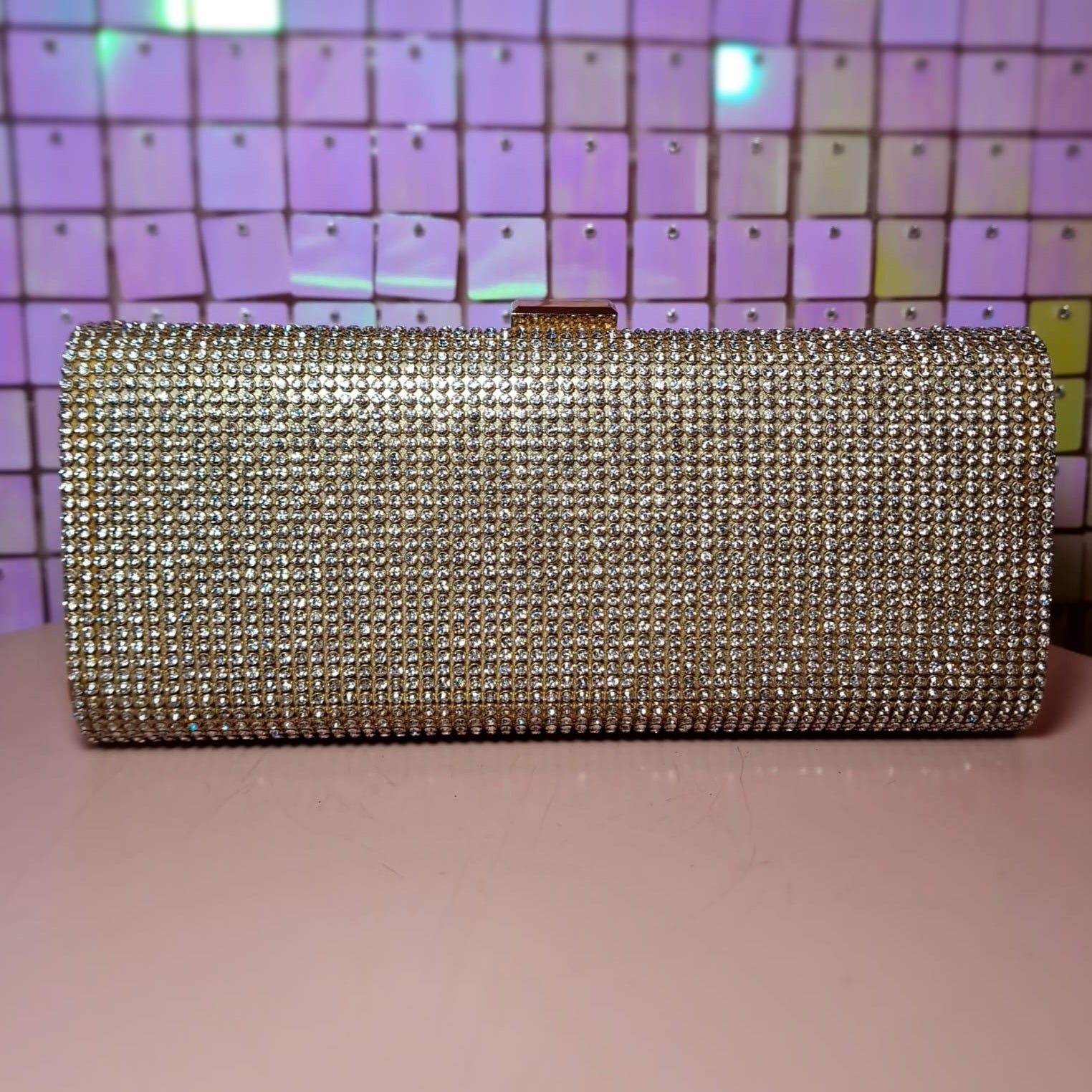Gold Diamante Clutch Handbag