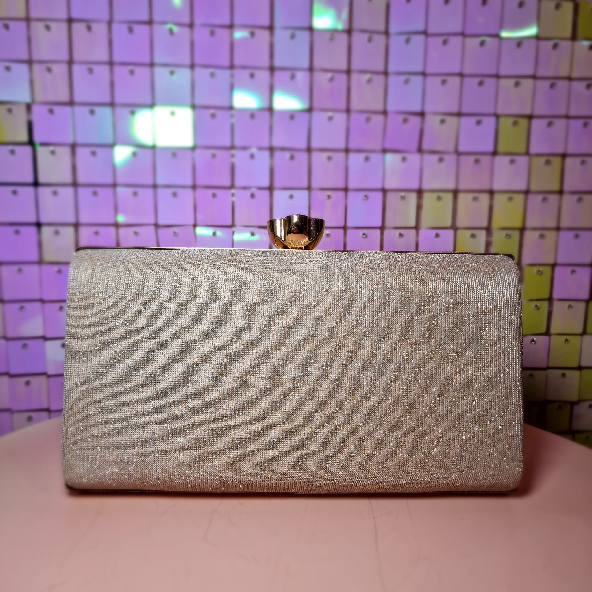Champagne Glitter Clutch Handbag