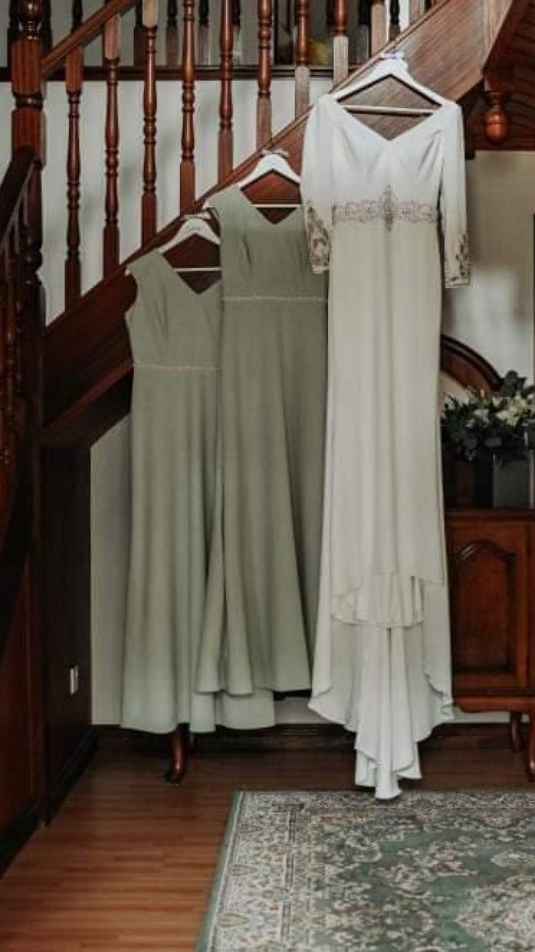 Aria Sage Green Beaded Belt Plain & Elegant Bridesmaids Dress