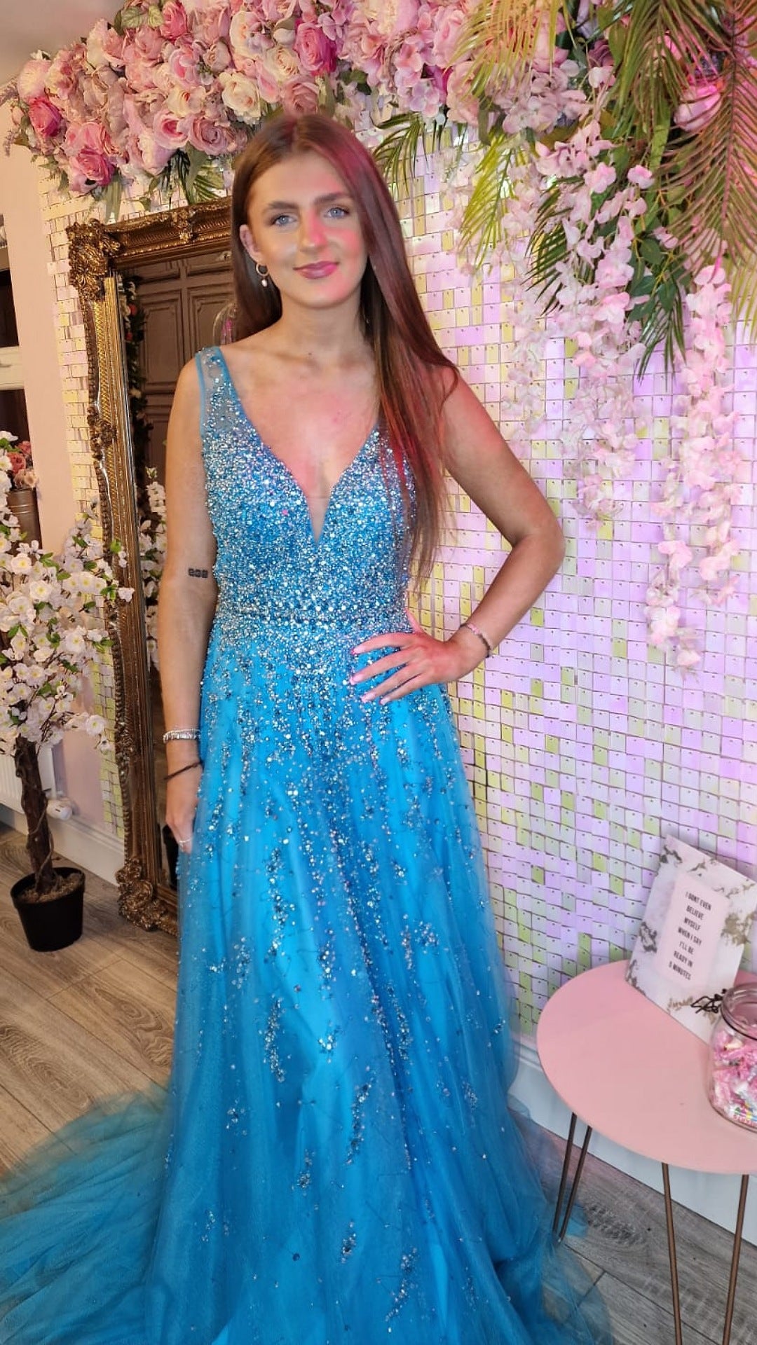 Livia Blue Embellished Formal Prom Dress